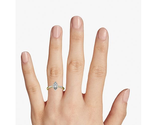 0.65 Carat Marquise Cut Real Diamond Solitaire Ring in Solid 14K Yellow Gold Size 7 Y4822