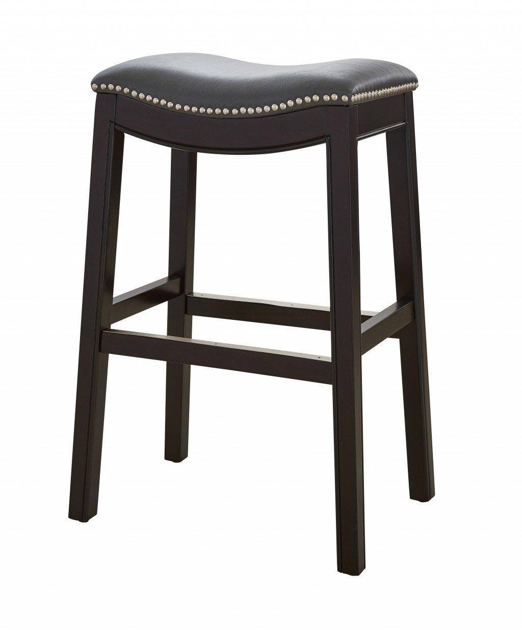 Espresso and Gray Saddle Style Counter Height Bar Stool Z2931
