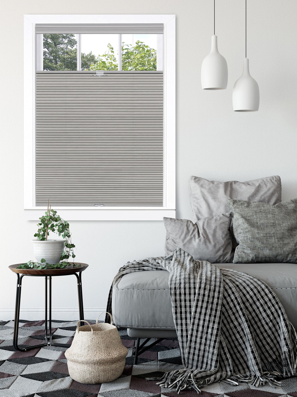 Top Down-Bottom Up Cordless Honeycomb Cellular Shade 35"L x 64"W Dove Grey B1629