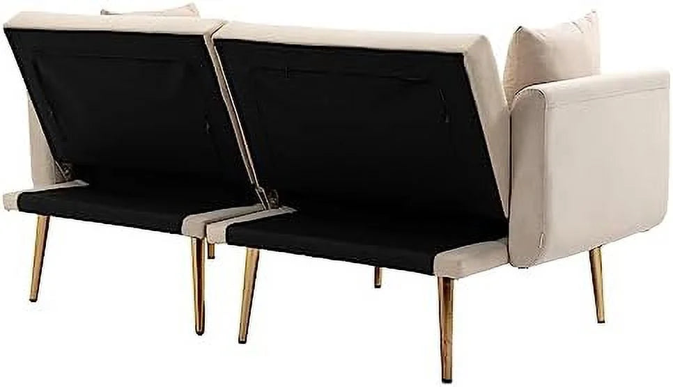 Velvet Loveseat with 7 Gold Metal Legs Z54291