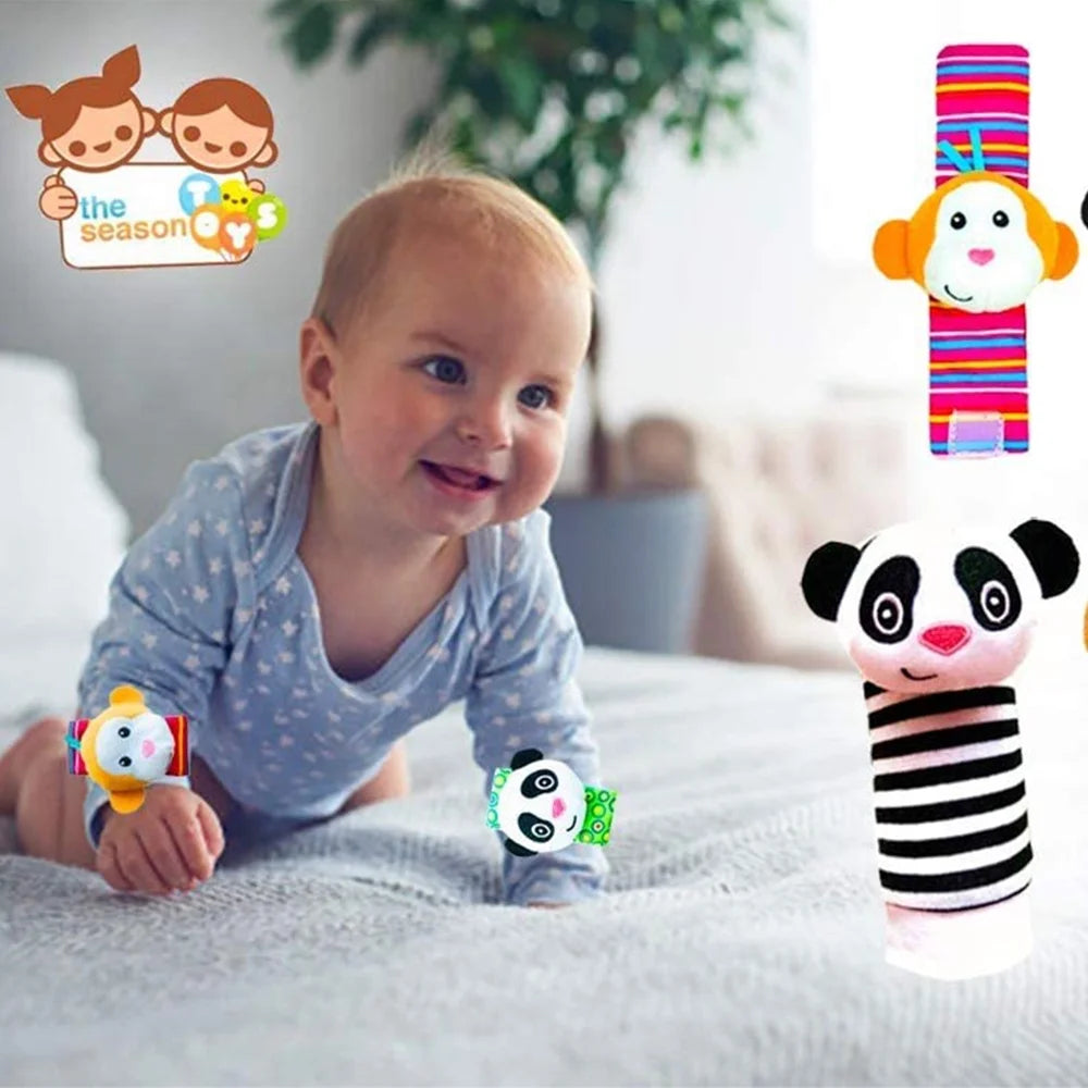 Baby Socks Toys Wrist Rattle and Foot Finder Developmental Early Educational Toys Set (4 PCS) P60586