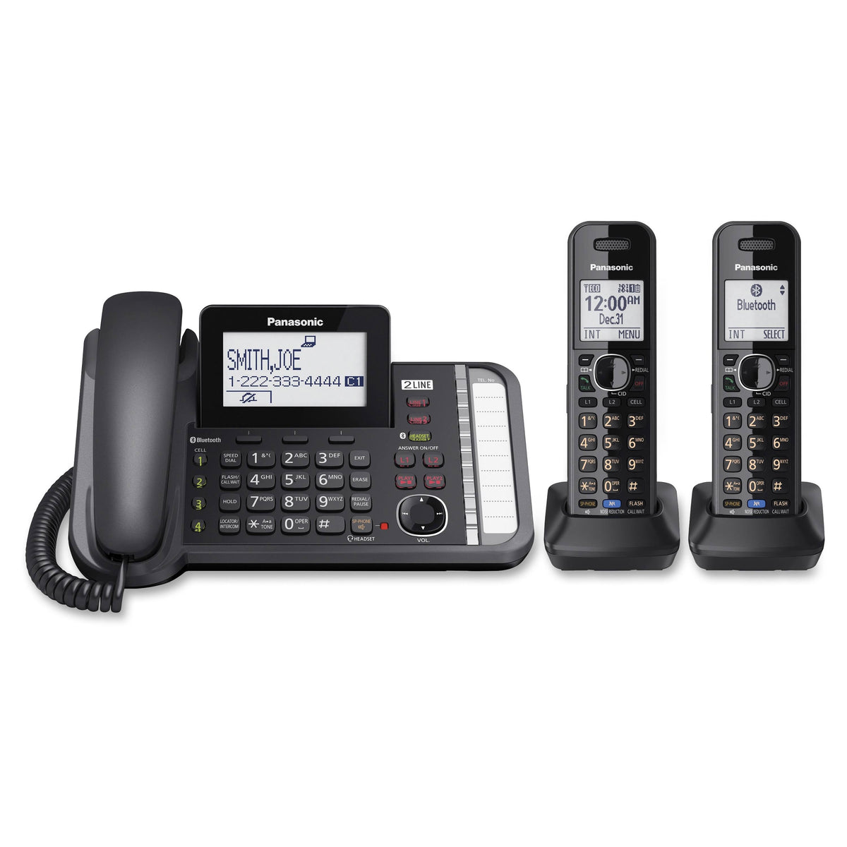 Black Expandable Phone System with 2 Handsets N244