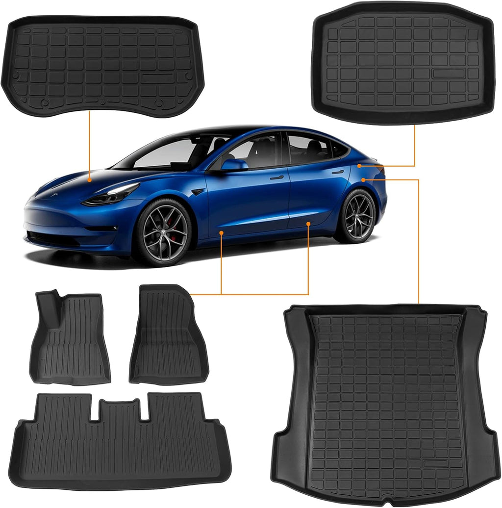 Set of 6 All Weather Frunk Mats for Tesla Model 3 X850621