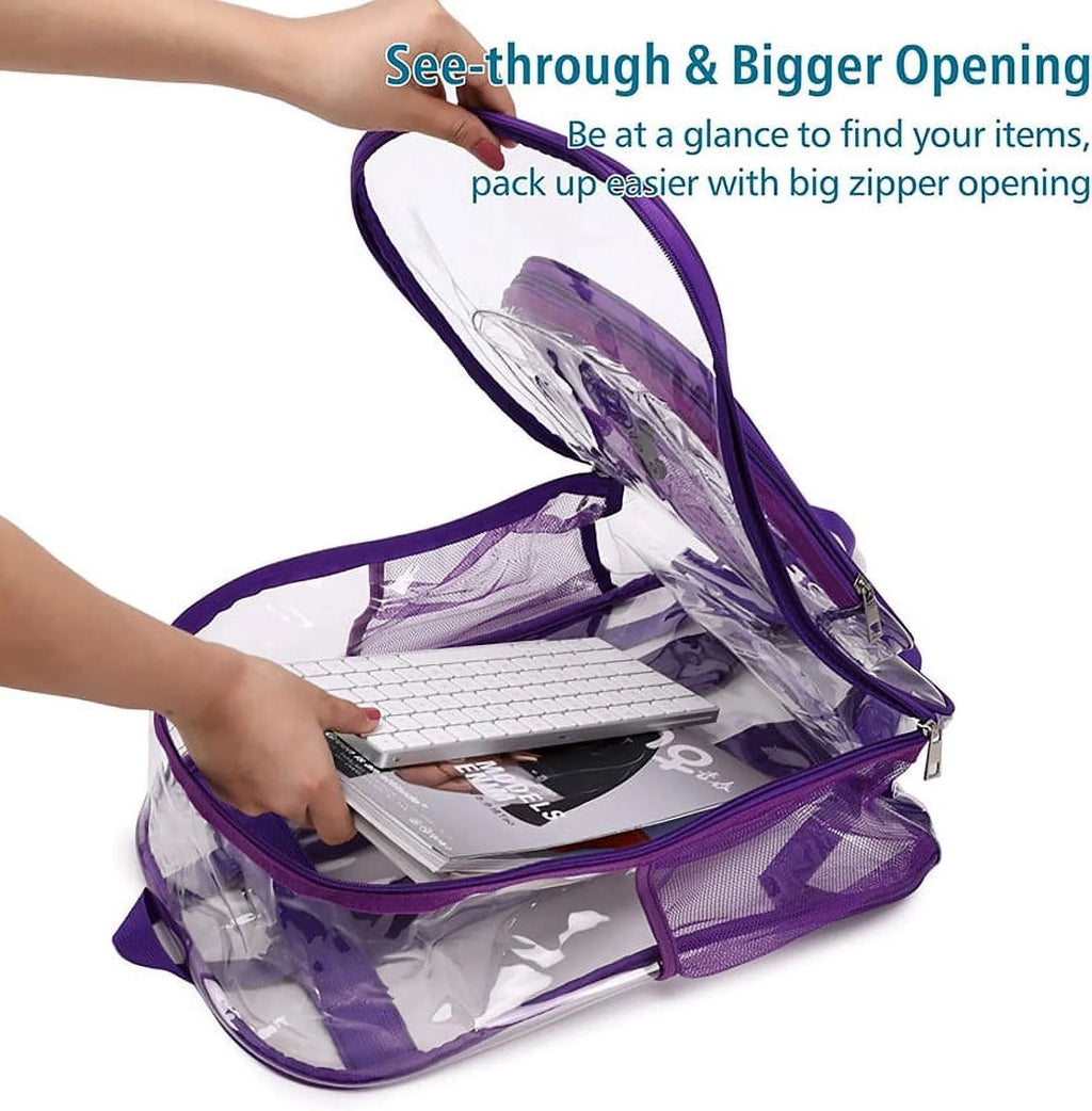 Purple 3pcs Waterproof Clear PVC Backpack Set with Reinforced Padded Straps G276