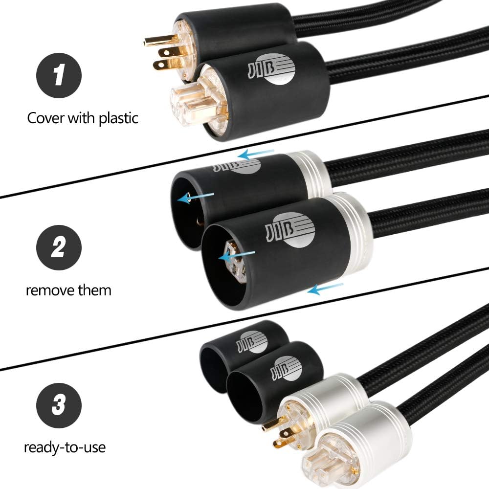 HiFi Power Cord, Male to Female Power Cable, US Plug, 3ft/1M R883