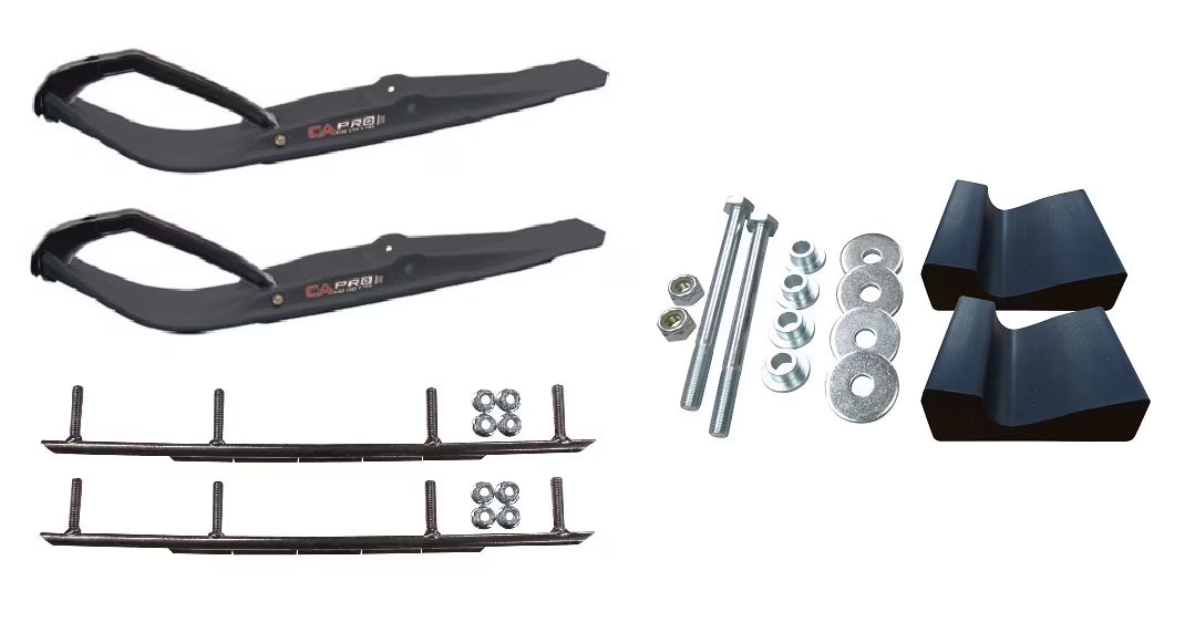 Black Razor Snowmobile Skis with 10" Round Bars Complete Kit A76577