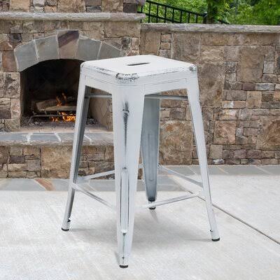 Silver Counter Stool, Seat Height 24x22, Pack of 4 B52320