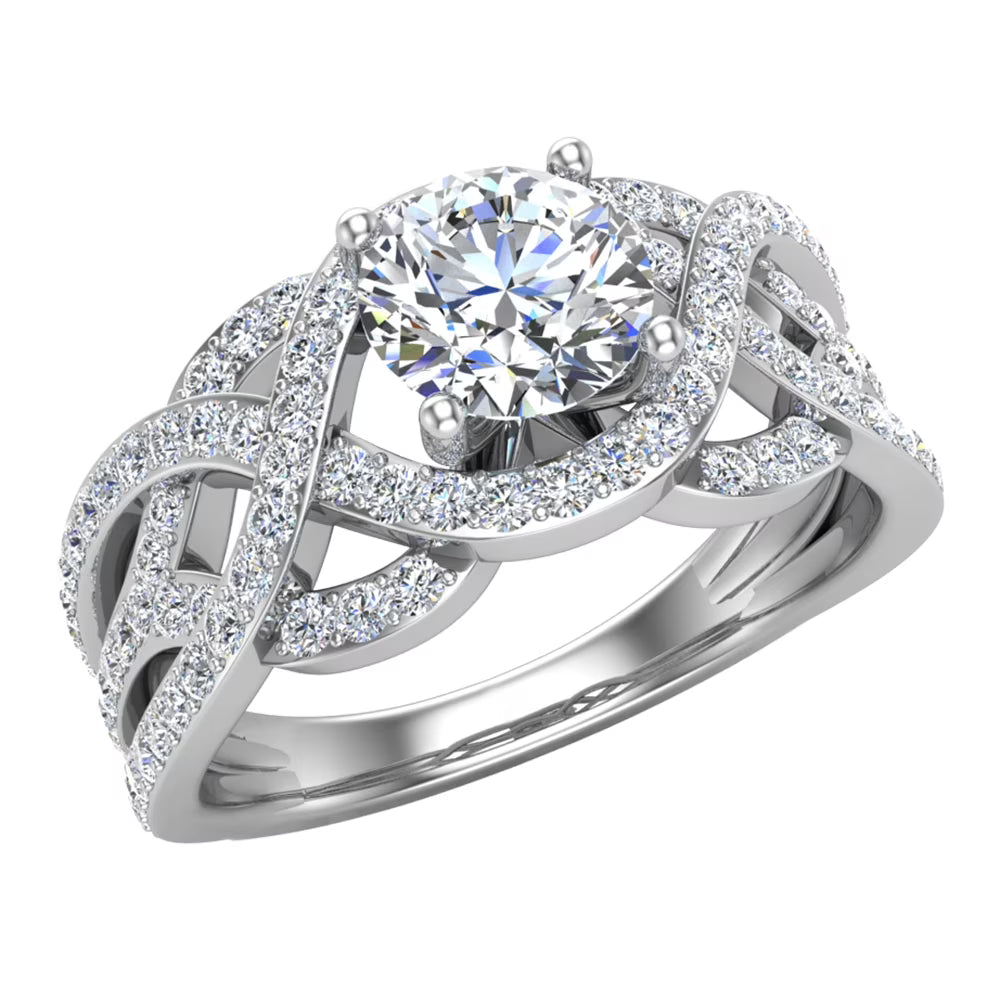 14K White Gold Diamond Engagement Ring 1.42 CT TW C857