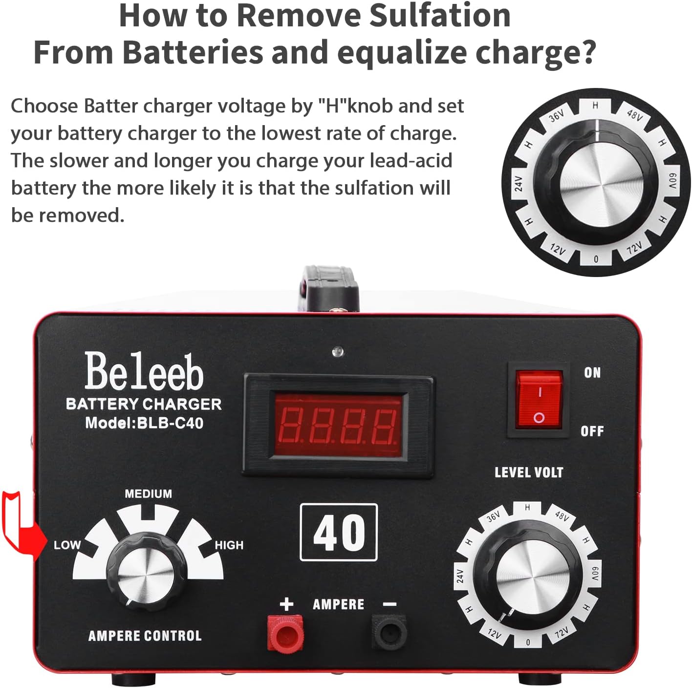 Adjustable Battery Charger 12V 24V 36V 48V 60V 72V Battery Desulfator Maintainer L891