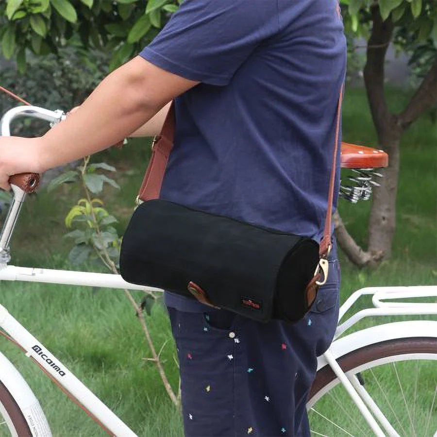 Canvas Black Bicycle Handlebar Bag O465281