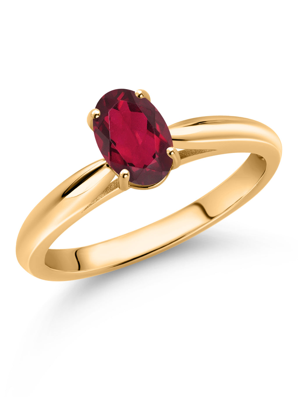 10K Yellow Gold Ruby Red Mystic Topaz Solitaire Engagement Ring Y22463