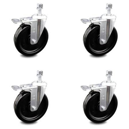 6 inch Phenolic Swivel Caster Set with Total Lock Brake N678265