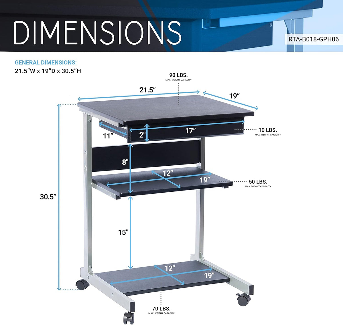 Graphite Metal Laptop Desk G6735