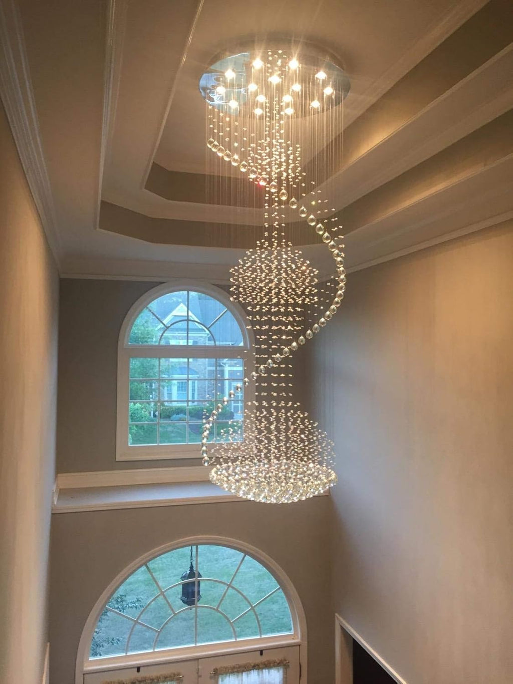 Spiral Crystal Chandelier Flush Mount Ceiling Light D 32 X H 86.6 L63895