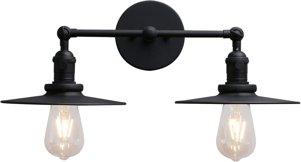 Brushed Nickel Dual-Light Wall Sconce with Switch and Flat Metal Canopy U794