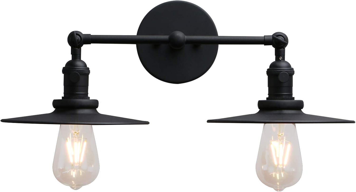 Brushed Nickel Dual-Light Wall Sconce with Switch and Flat Metal Canopy U794