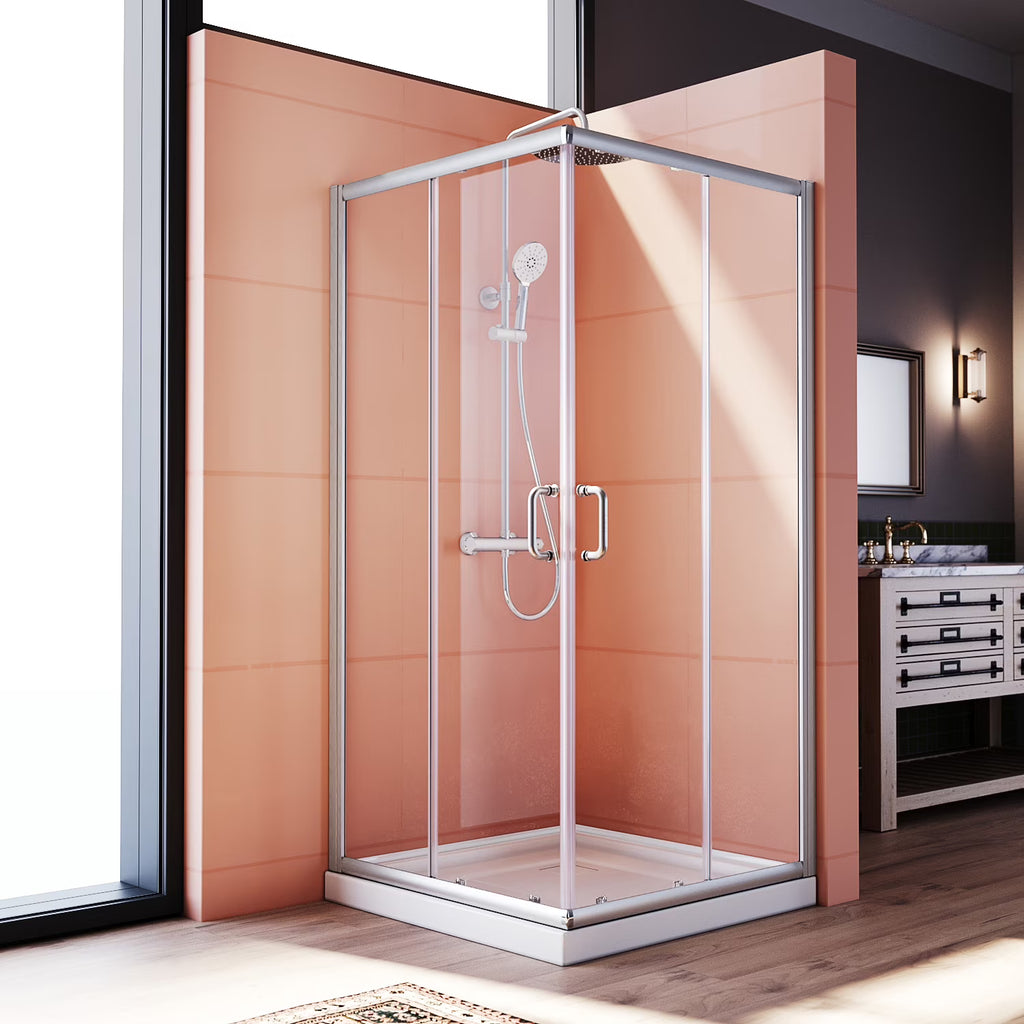 36 x 36 x 72 Corner Sliding Shower Enclosure Door Black Brushed Nickel J3239