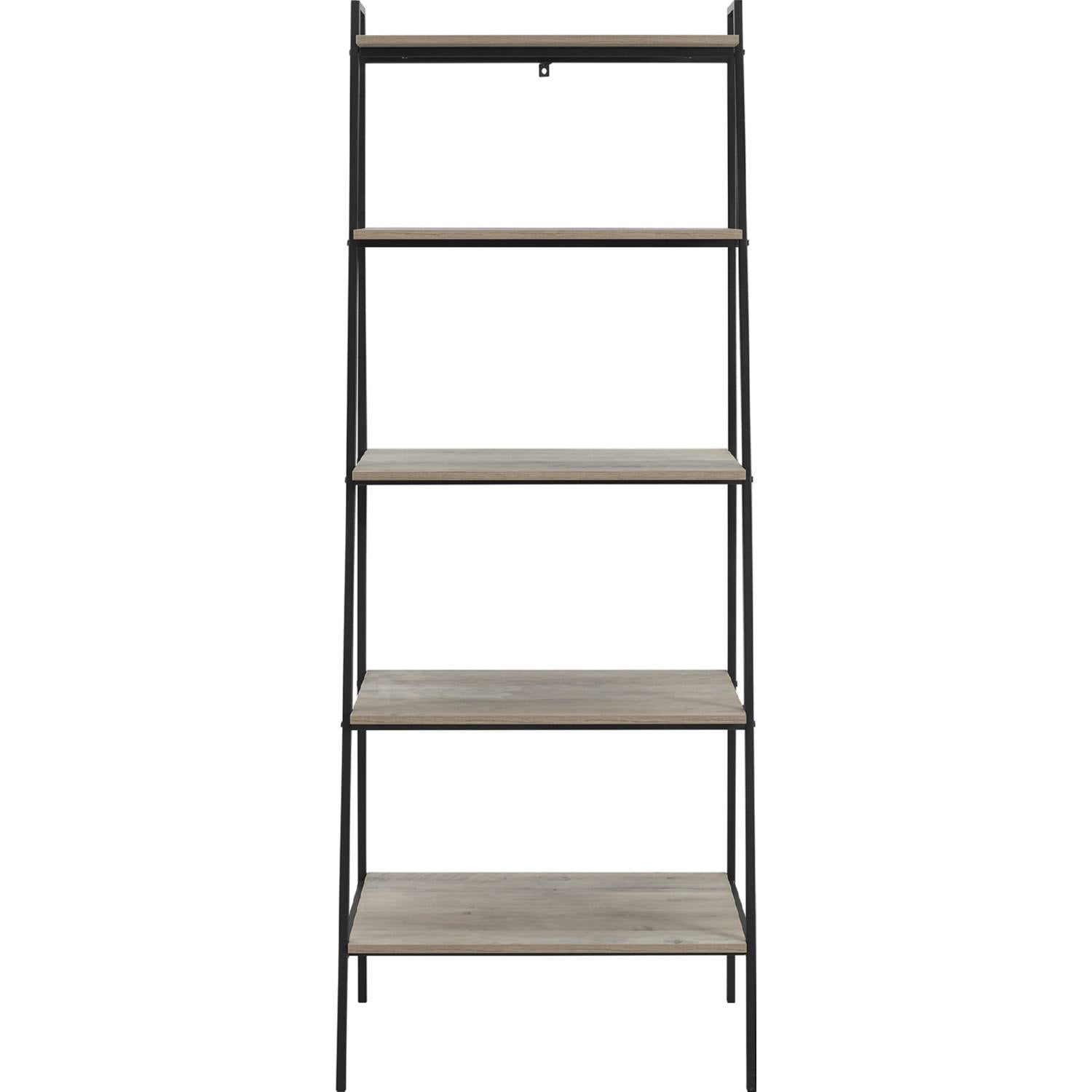 Dark Walnut Industrial Wood Ladder Bookcase N39850