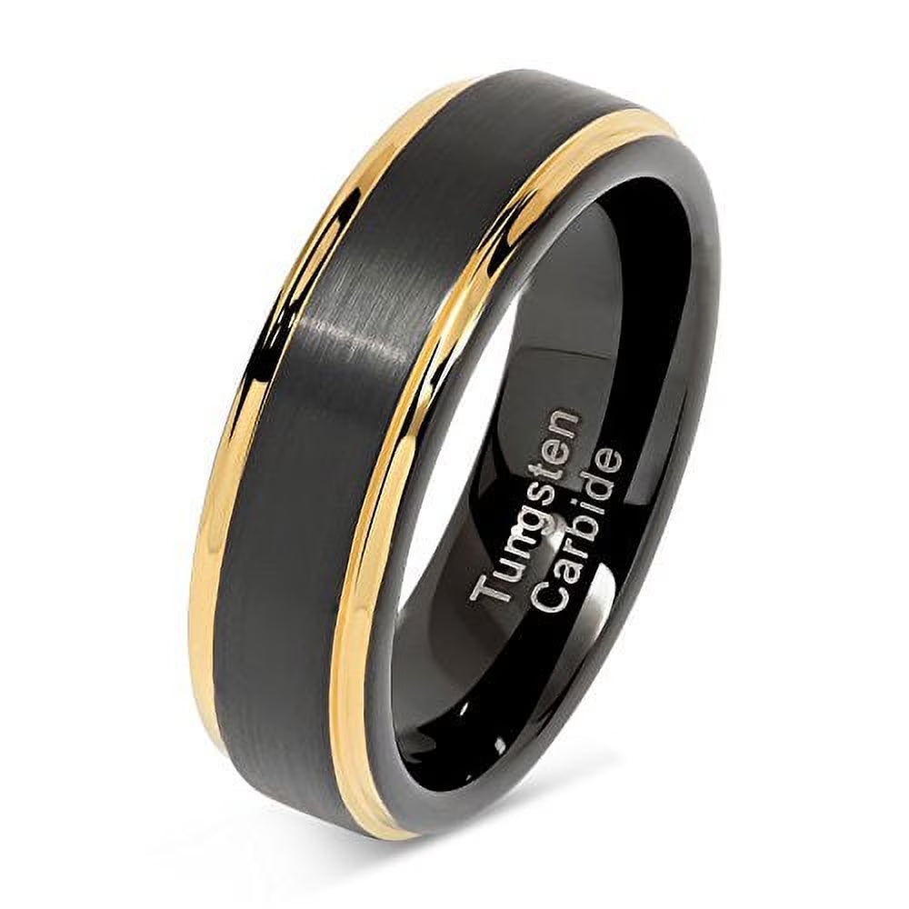 6mm Two Tone Black Gold Tungsten Wedding Band Engagement Ring Z8862