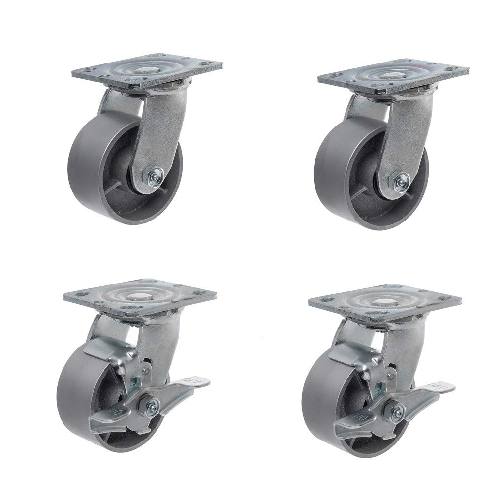 4" Swivel and Rigid Steel Cast Iron Wheel Set of 4 S494950