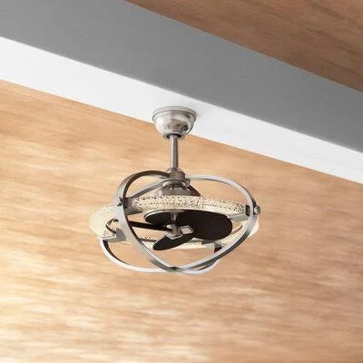 22x22 LED Caged Ceiling Fan with Remote Control and Light Kit S4481