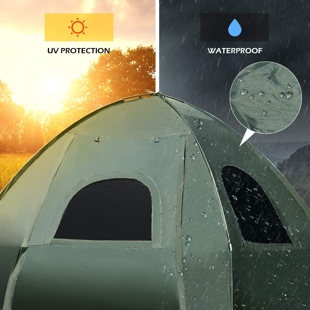 2-Person Waterproof Camping Tent Cot with Carry Bag Z707999