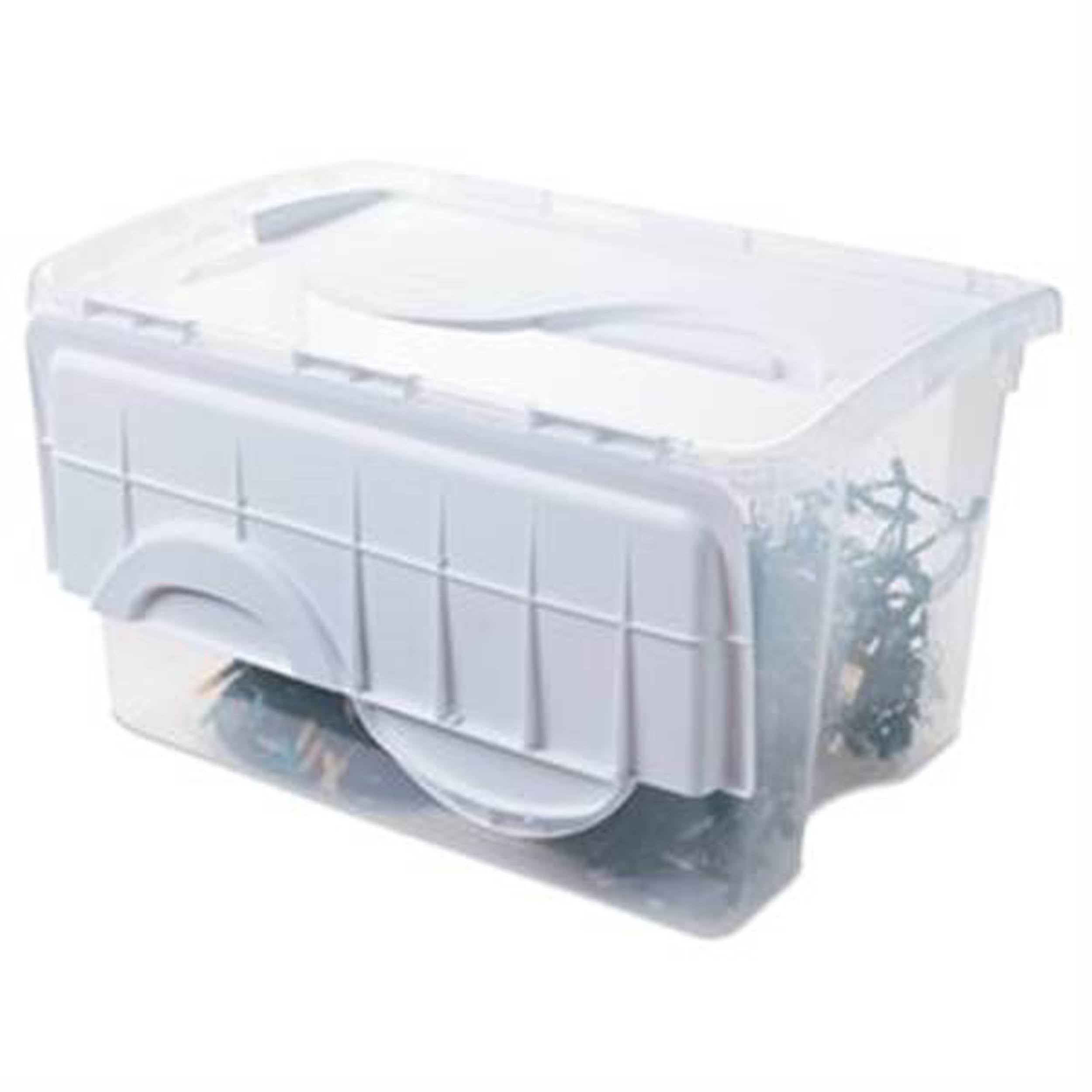 48 Quart Clear Hinged Plastic Storage Container 6 Pack D834