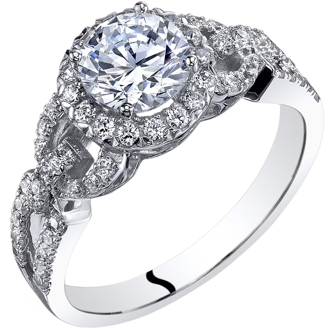 14K White Gold Cubic Zirconia Solitaire Engagement Ring R271