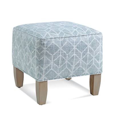 Navy and White Performance Stripe Square Ottoman W8325