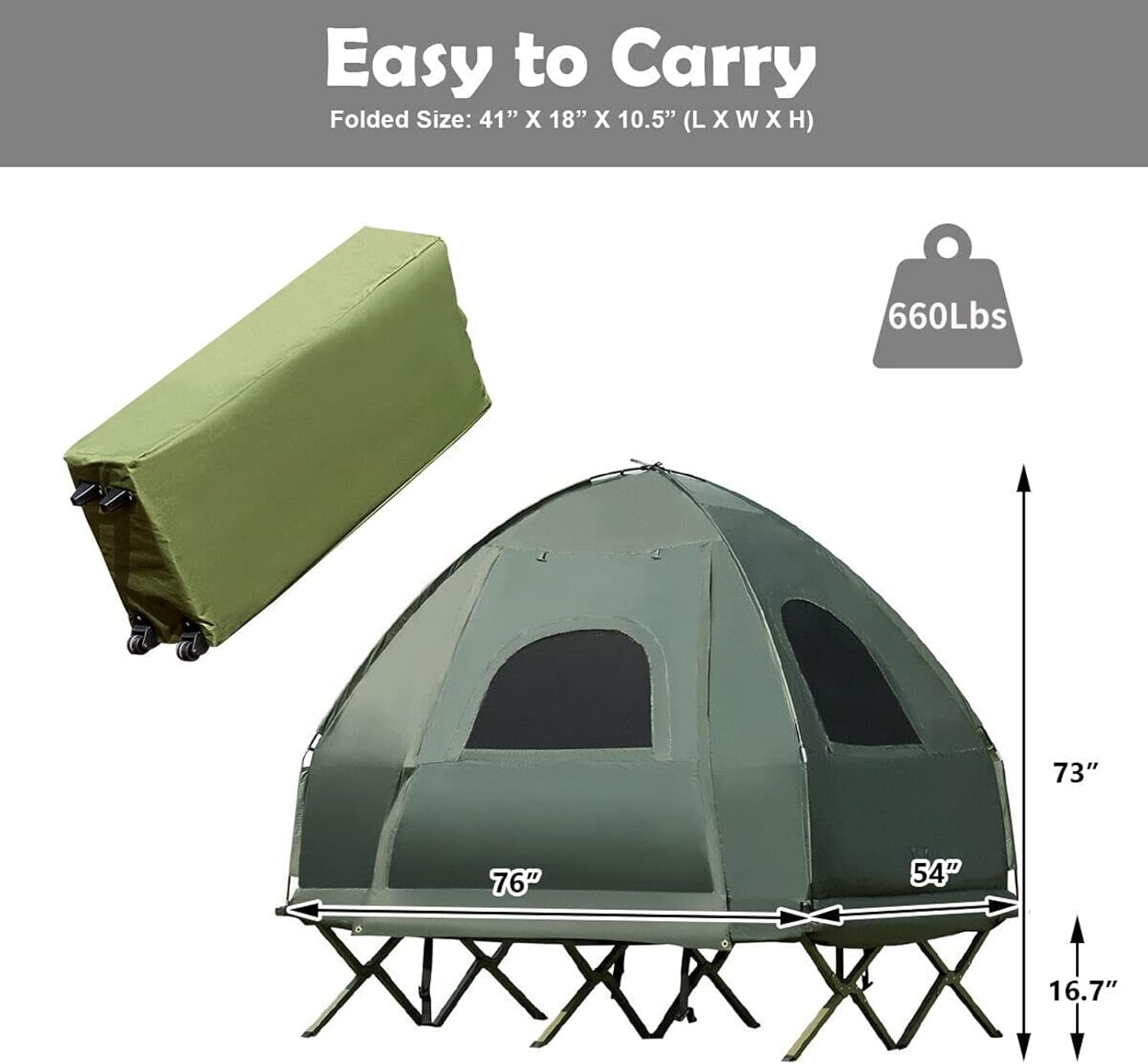 2-Person Waterproof Camping Tent Cot with Carry Bag Z707999