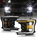 Black LED Tube Projector Headlights Set Left+Right X333118