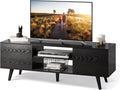 Black TV Stand with Storage Cabinet and Open Shelves Q73692
