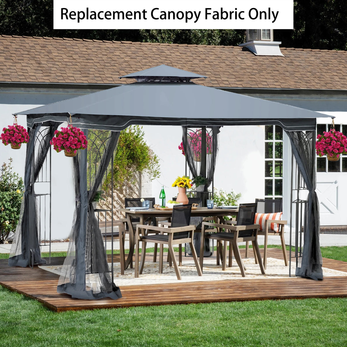 Gray Patio Gazebo Replacement Canopy Top O279