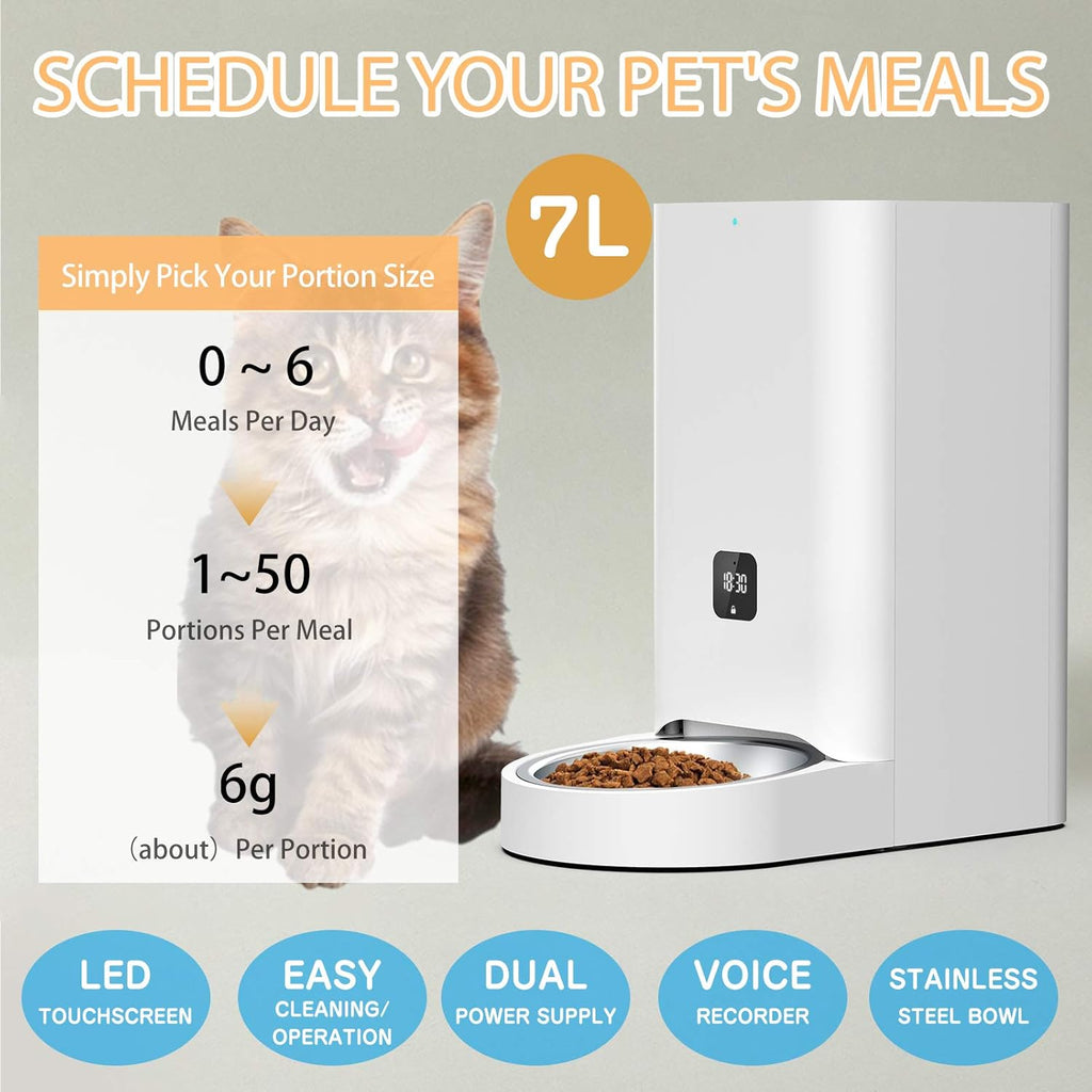 7L Automatic Cat Feeder with Voice Recorder, Pack of 2 H8885