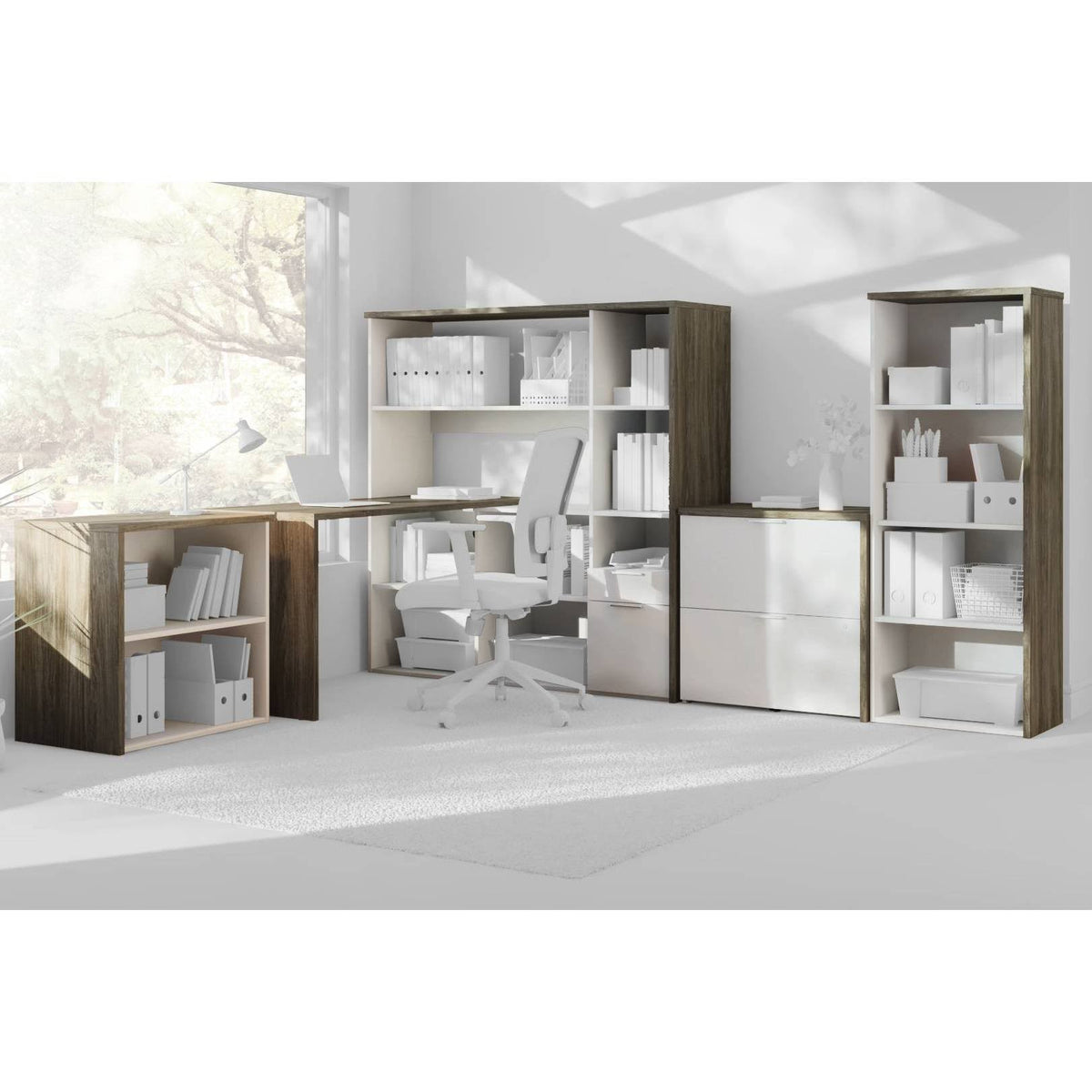 Walnut Grey White Bookcase H659521