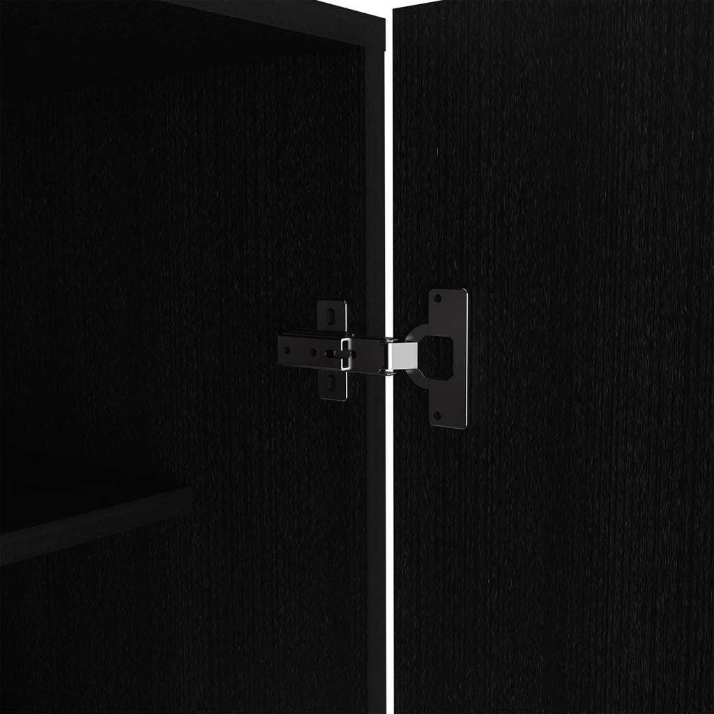 Black Two-Door Armoire with Two Internal Shelves and Rod F7533