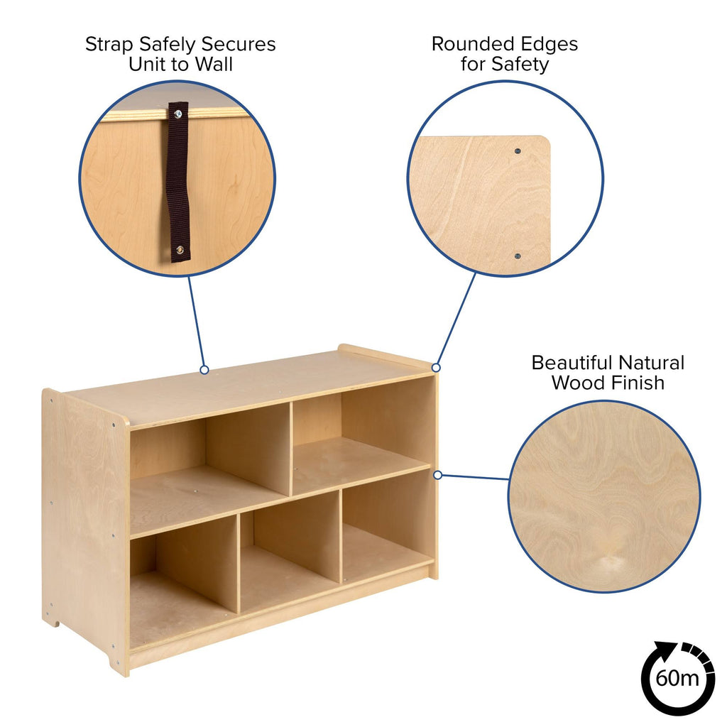 Wooden 5 Section School Classroom Storage Cabinet Q815