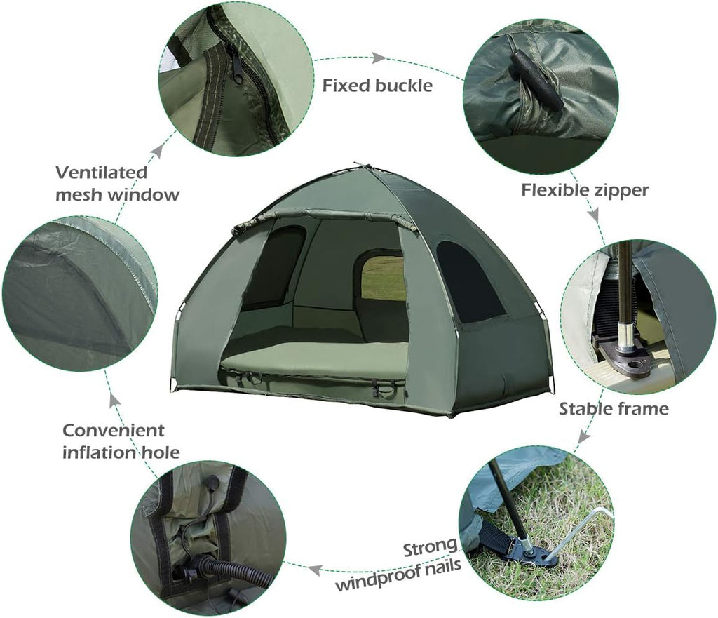 2-Person Waterproof Camping Tent Cot with Carry Bag Z707999