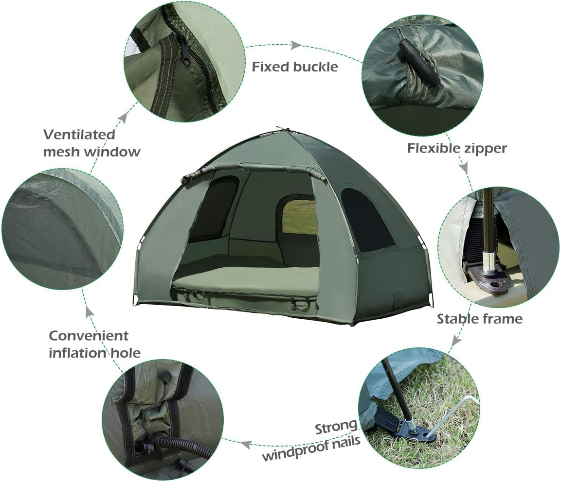 2-Person Waterproof Camping Tent Cot with Carry Bag Z707999