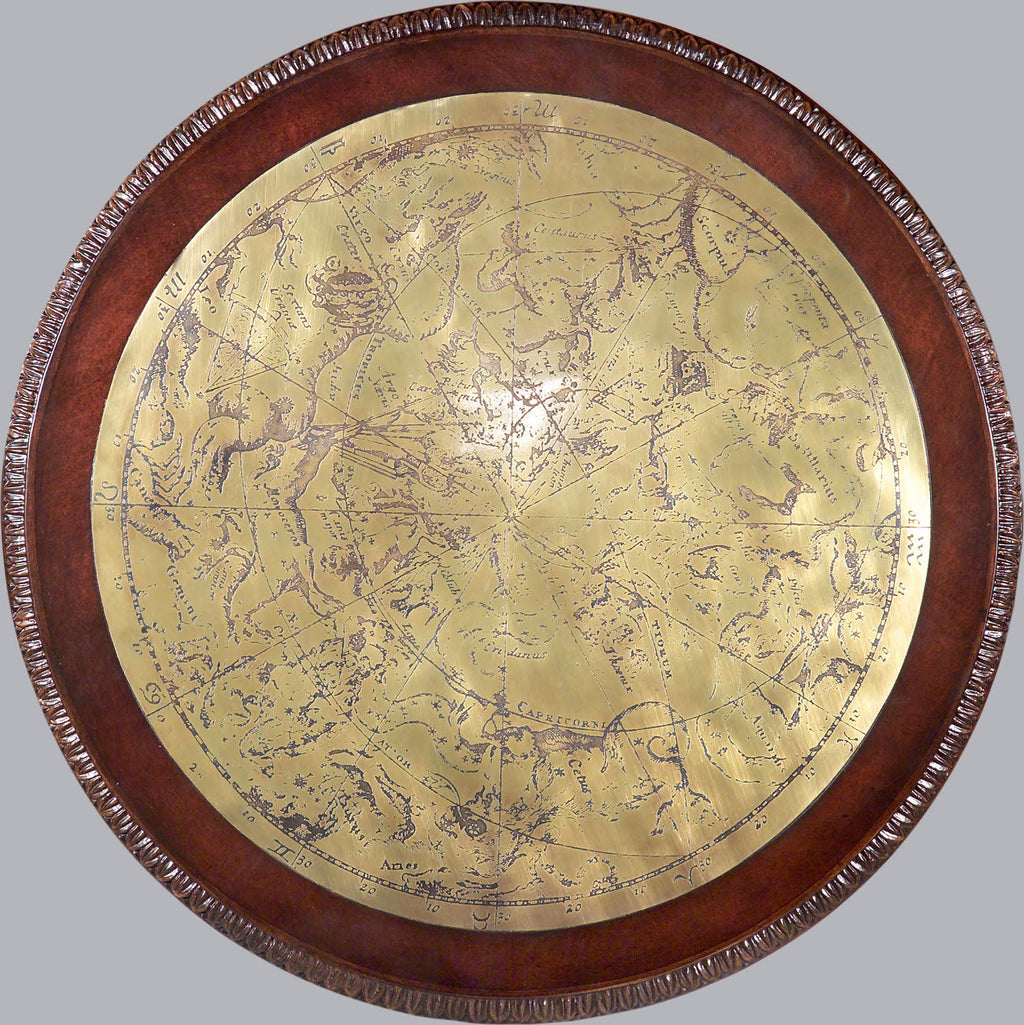 Etched Brass Round Pedestal Table Q6051