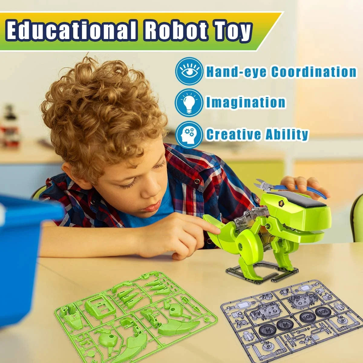 STEM Robot Building Toy Science Kit 3 in 1 Solar Dinosaur Desk Robot A222477