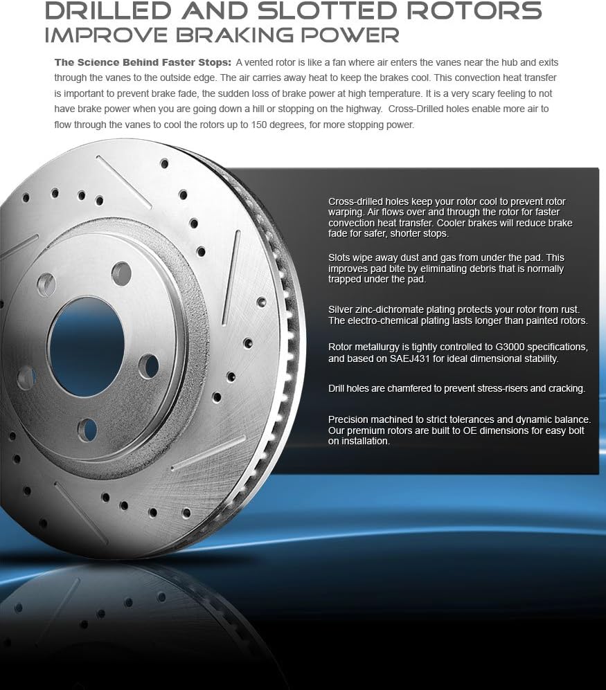 5 Lug Brake Rotors + Ceramic Pads + Clips K1154