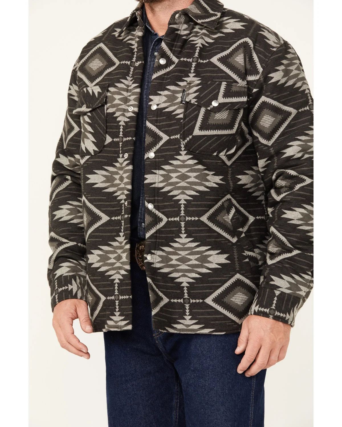 Black Lined Snap Shirt Jacket O531