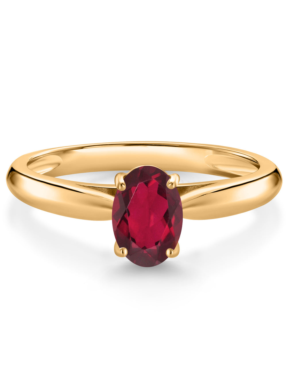 10K Yellow Gold Ruby Red Mystic Topaz Solitaire Engagement Ring Y22463