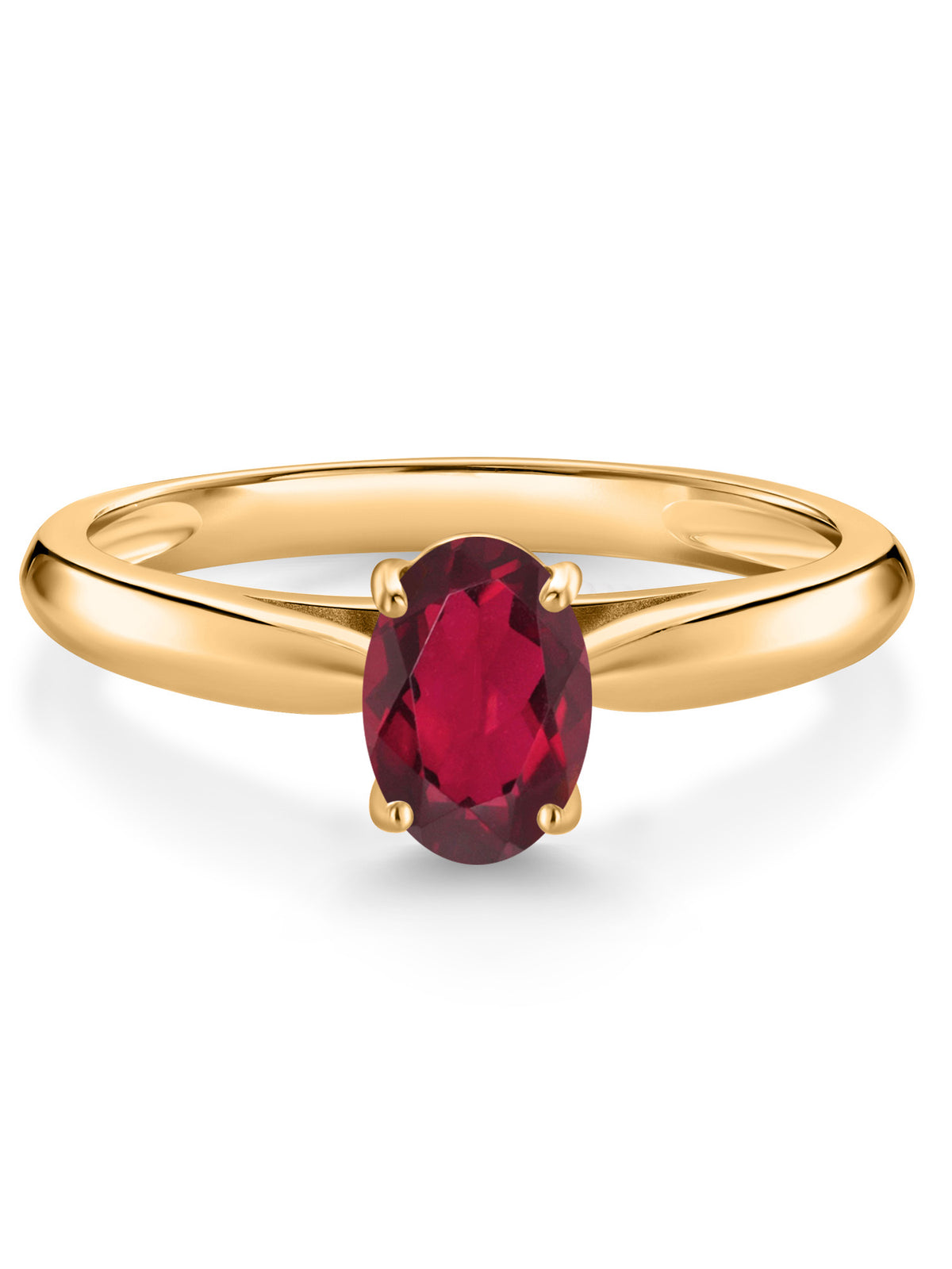 10K Yellow Gold Ruby Red Mystic Topaz Solitaire Engagement Ring Y22463