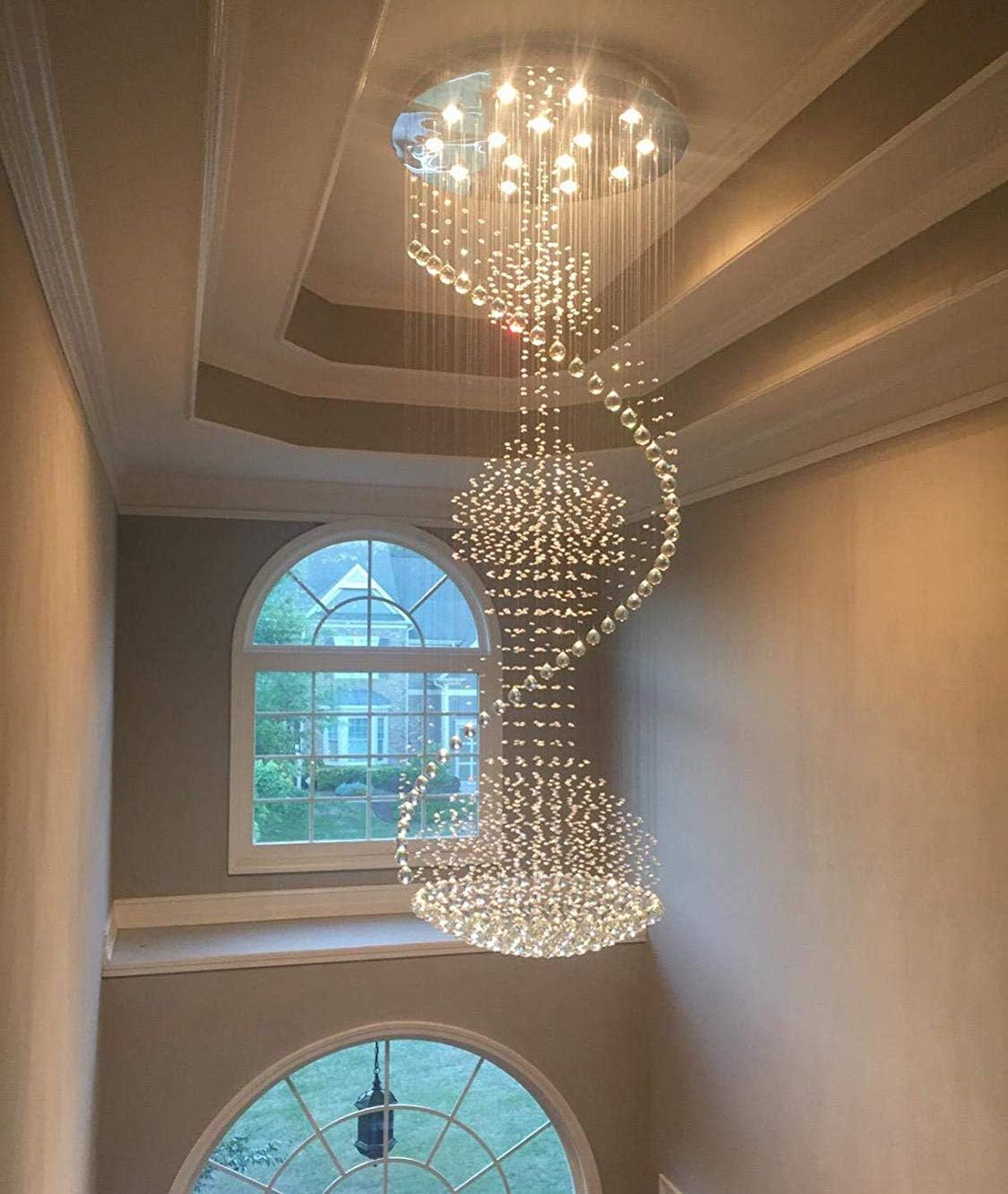 Spiral Crystal Chandelier Flush Mount Ceiling Light D 32 X H 86.6 L63895
