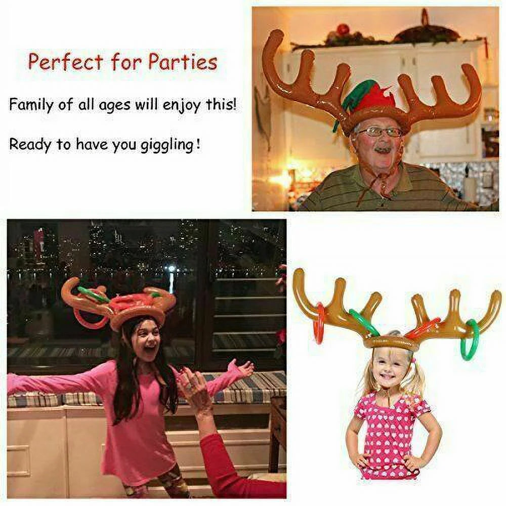Inflatable Reindeer Antler Hat & Toss Ring Christmas Party Game Toys X121097
