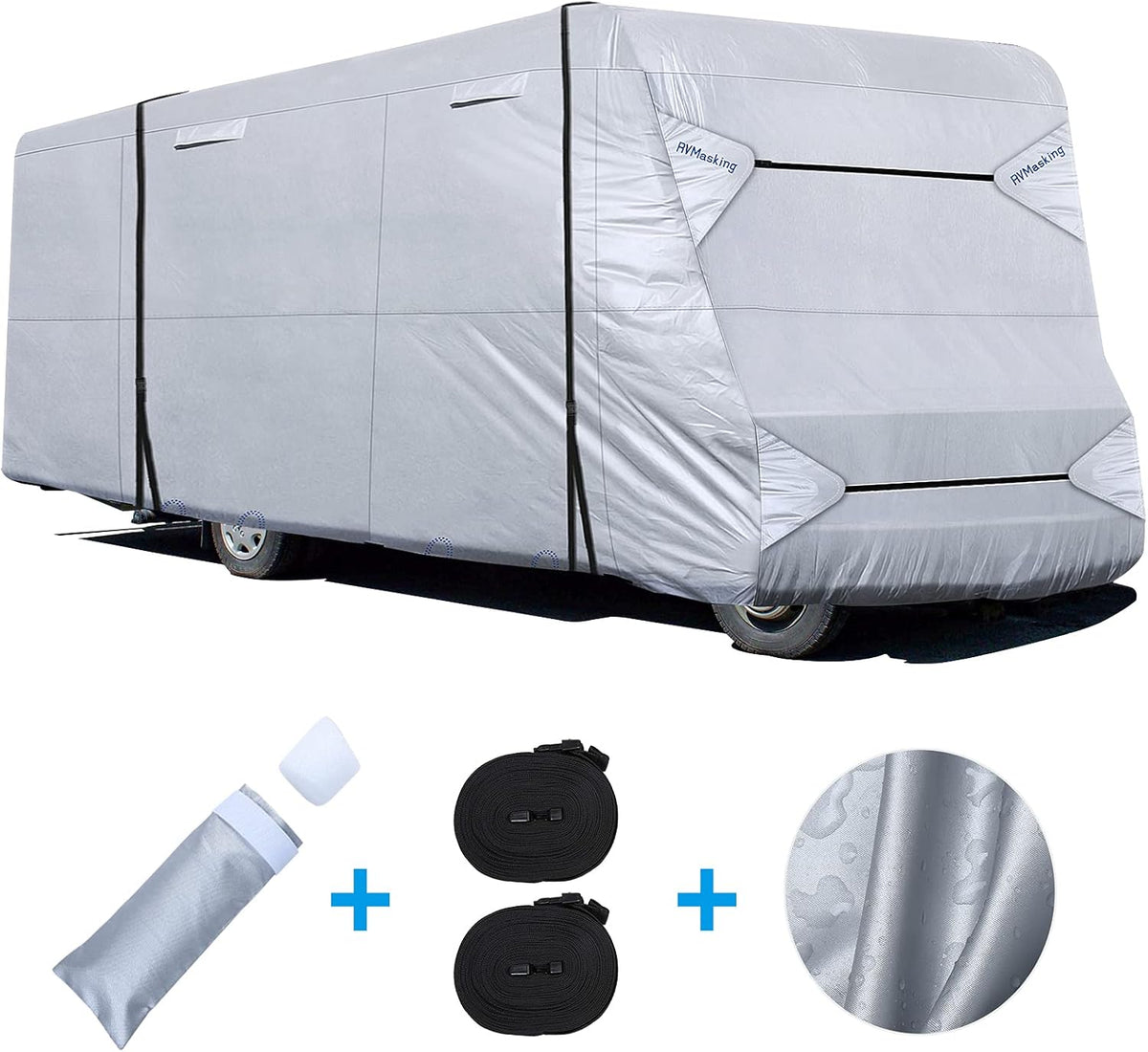 Rip-Stop Class C RV Cover Fits 29’-32’ Long RV, Waterproof Polyester with Gutter Covers B507