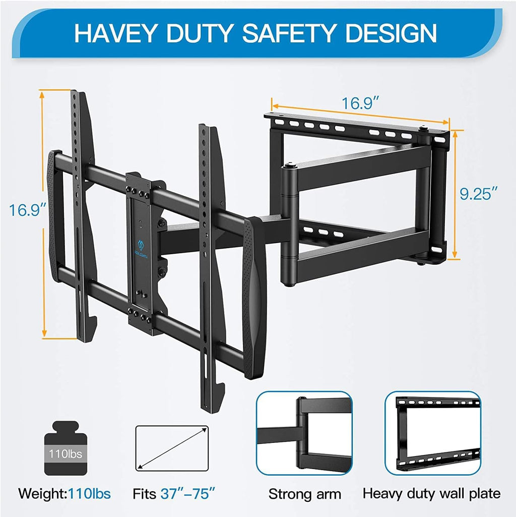 Full Motion TV Wall Mount for 37-75 inch LED LCD OLED Flat/Curved TVs with VESA 600x400mm, Articulating Corner TV Bracket Swivel & Tilt, 28 inch Arm Extension, Holds TVs up to 110lbs Z276721