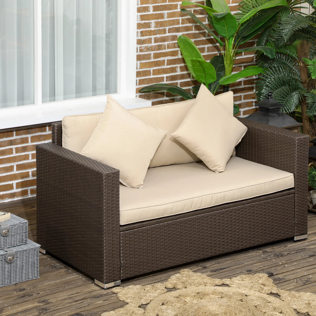 Beige Padded Outdoor Loveseat A5933